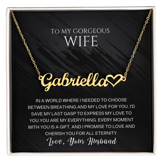 To My Gorgeous Wife - Custom Name Heart Neckle - SSW23 Jewelry ShineOn Fulfillment 18k Yellow Gold Finish Standard Box