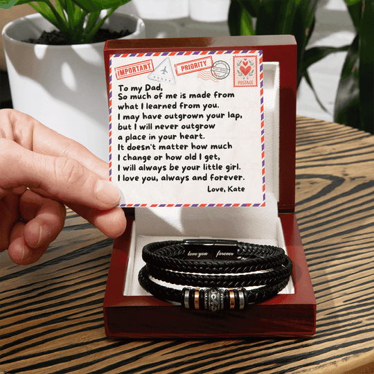 Dear Dad | From Daughter | Braided Bracelet - SS5088 Jewelry ShineOn Fulfillment
