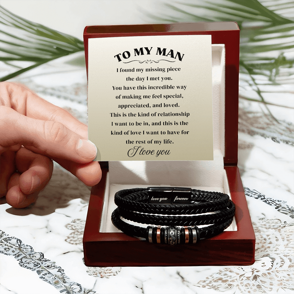 To My Man - I Love You Forever - Braided Bracelet Gift Set - SSTM8 Jewelry ShineOn Fulfillment