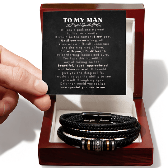 To My Man - I Love You Forever - Braided Bracelet Gift Set - SSTMM5B Jewelry ShineOn Fulfillment Luxury Box w/LED