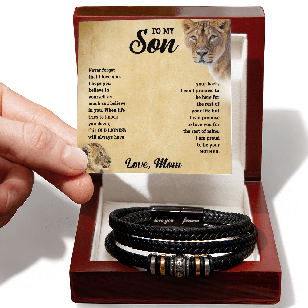 To My Son - Love Mom - Braided Leather Bracelet Gift Set - STS11 Jewelry ShineOn Fulfillment
