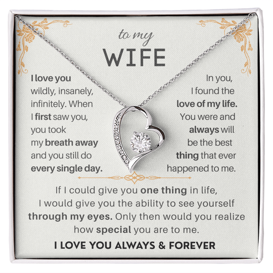 To My Wife - Forever Love Necklace Gift Set - SSW181D Jewelry ShineOn Fulfillment 14k White Gold Finish Standard Box