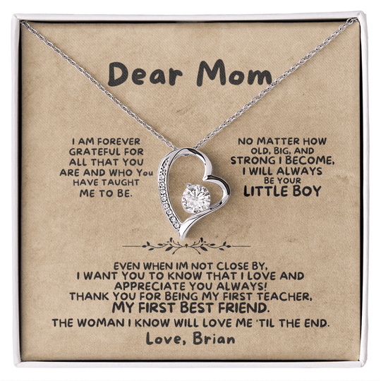 Dear Mom - From Son - Necklace Gift Set - SS368 Jewelry ShineOn Fulfillment 14k White Gold Finish Standard Box