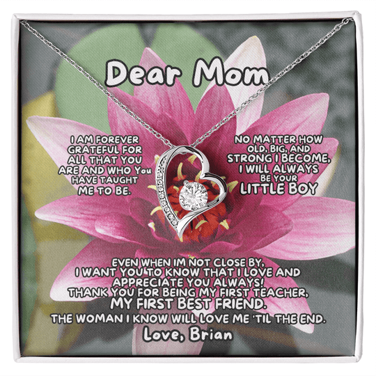 Dear Mom - From Son - Necklace Gift Set - SS368v2 Jewelry ShineOn Fulfillment 14k White Gold Finish Standard Box