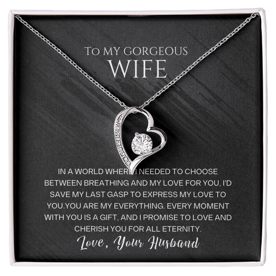 To My Gorgeous Wife - Forever Love Necklace Gift Set - SSW23 Jewelry ShineOn Fulfillment 14k White Gold Finish Standard Box