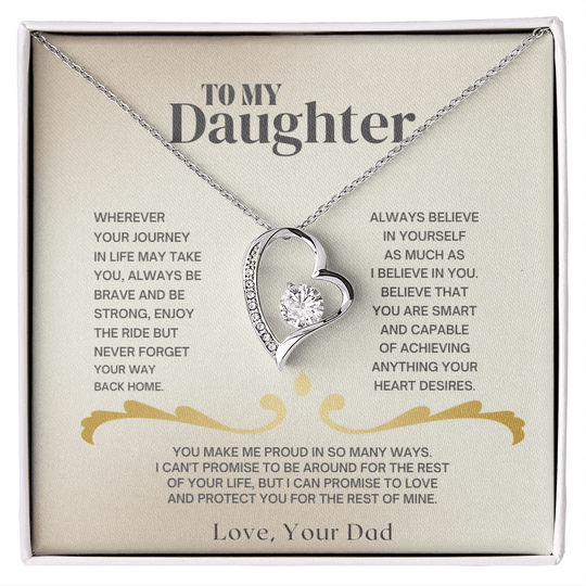 To My Daughter - Love Dad - Necklace Gift Set SS2 Jewelry ShineOn Fulfillment 14k White Gold Finish Standard Box