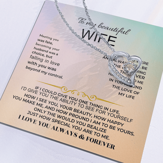 To My Beautiful Wife - Forever Love Necklace Gift Set - SS32 Jewelry ShineOn Fulfillment