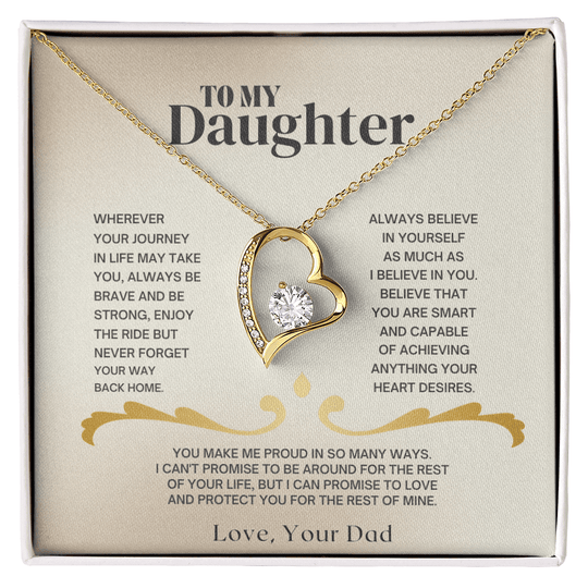 To My Daughter - Love Dad - Necklace Gift Set SS2 Jewelry ShineOn Fulfillment 18k Yellow Gold Finish Standard Box