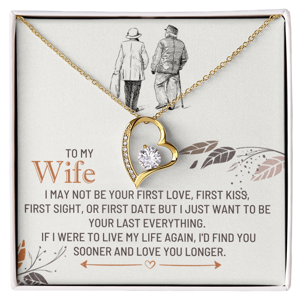 To My Wife - First Love - Forever Love Necklace Gift Set - SSW25 Jewelry ShineOn Fulfillment 18k Yellow Gold Finish Standard Box