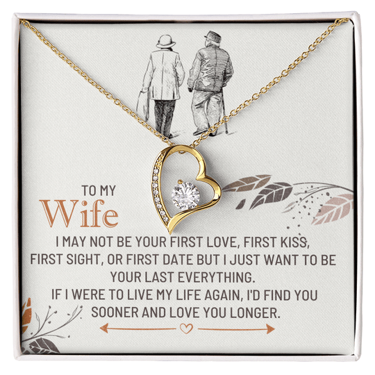 To My Wife - First Love - Forever Love Necklace Gift Set - SSW25 Jewelry ShineOn Fulfillment 18k Yellow Gold Finish Standard Box
