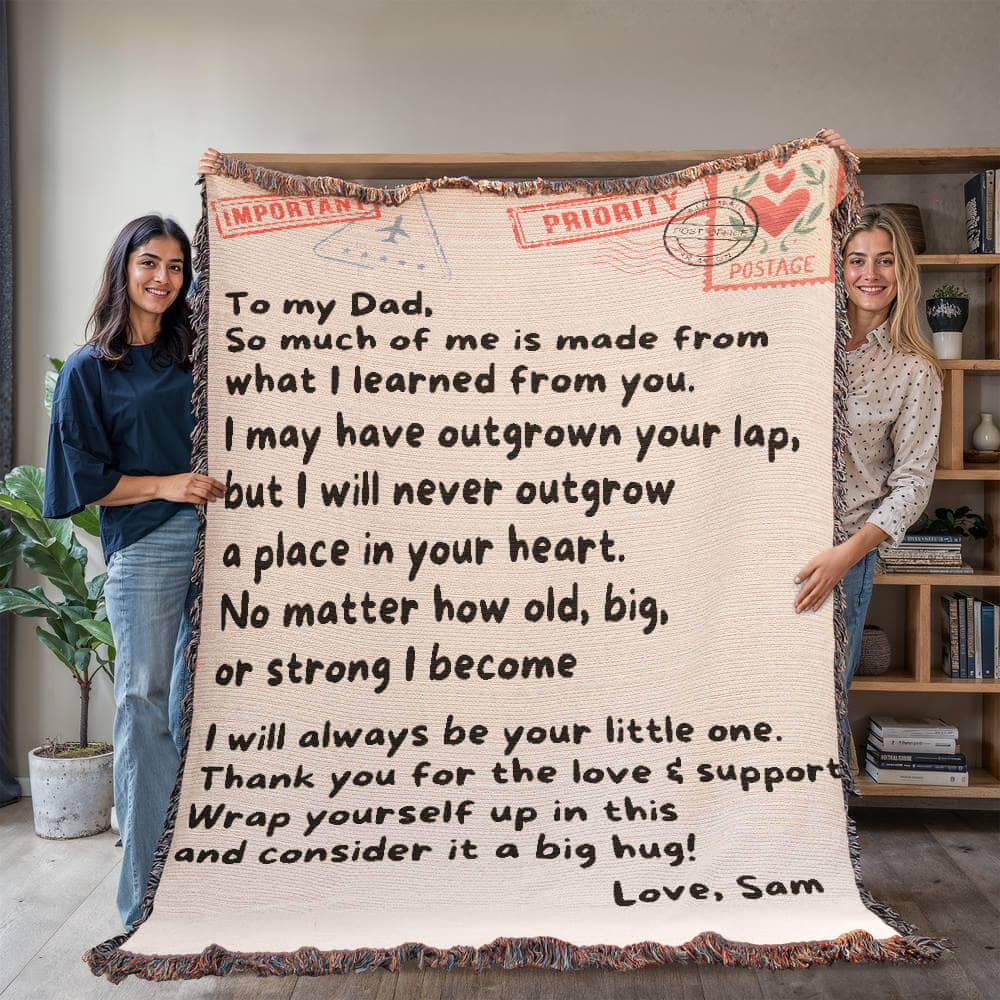 To My Dad - Giant Love Letter - 100% Cotton - Woven Blanket - WB189r Blanket ShineOn Fulfillment