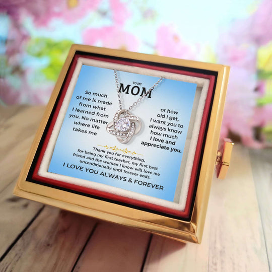 To My Mom - Love Knot with Rose Gift Box - Gift Set - SS608E Jewelry ShineOn Fulfillment