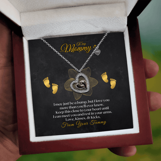 To My Mommy – Baby Feet S925 Necklace Gift Set for Expecting Moms - SS609 Jewelry ShineOn Fulfillment Luxury Box
