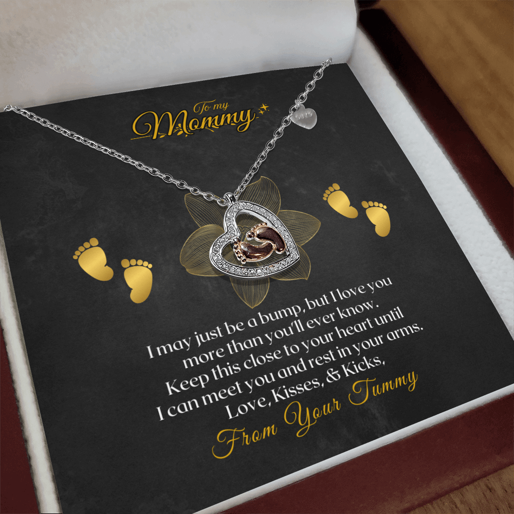 To My Mommy – Baby Feet S925 Necklace Gift Set for Expecting Moms - SS609 Jewelry ShineOn Fulfillment