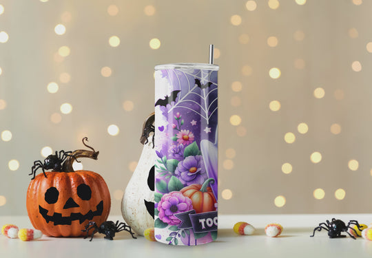Too Cute to Spook: Adorable Ghost Halloween Tumbler Mug Printify