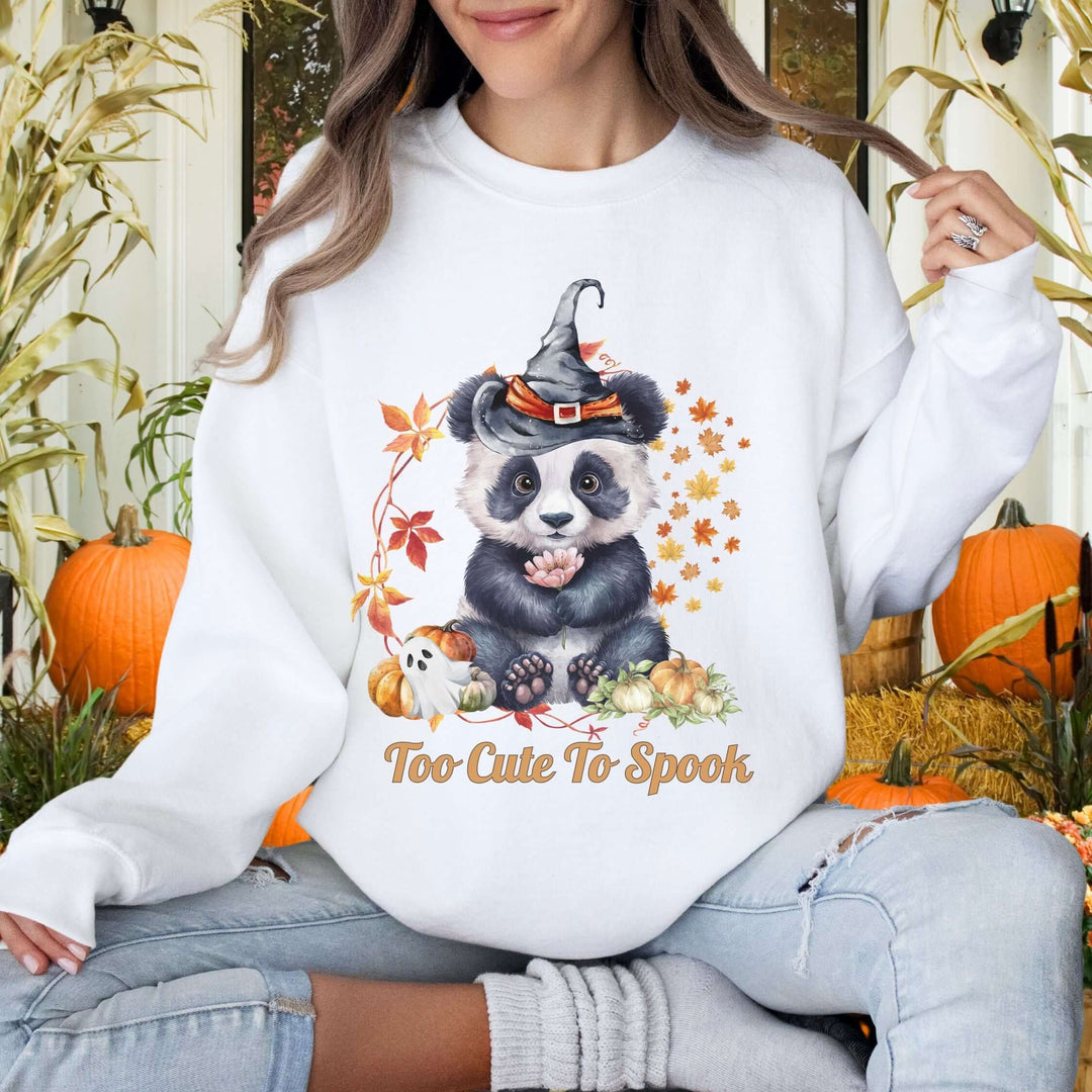 Too Cute to Spook: Panda Halloween Sweatshirt Sweatshirt Printify