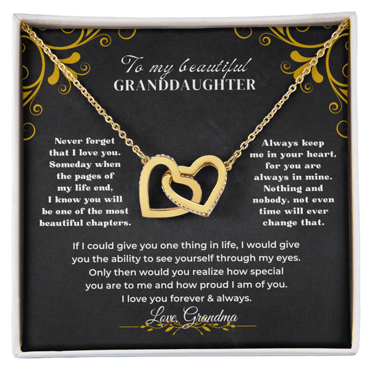 To My Beautiful Granddaughter - Interlocked Hearts Necklace Gift Set - SS1V317 Jewelry ShineOn Fulfillment
