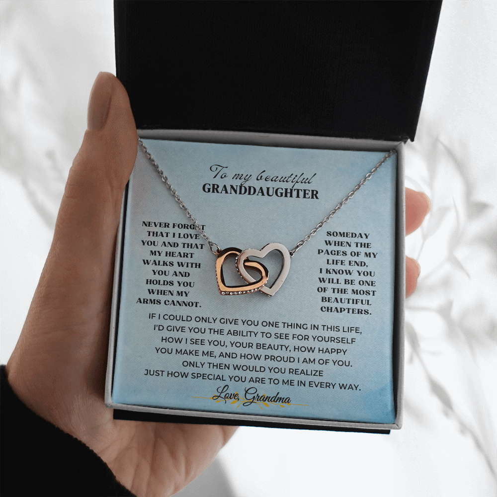 To My Beautiful Granddaughter - Intertwined Hearts Keepsake Necklace Gift Set - SSV4117 Jewelry ShineOn Fulfillment