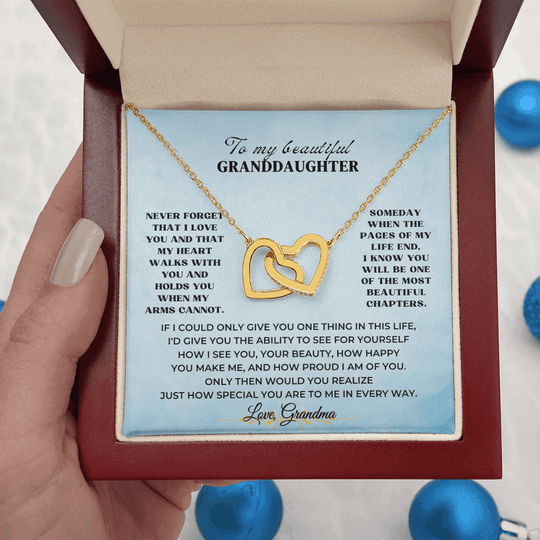 To My Beautiful Granddaughter - Intertwined Hearts Keepsake Necklace Gift Set - SSV4117 Jewelry ShineOn Fulfillment