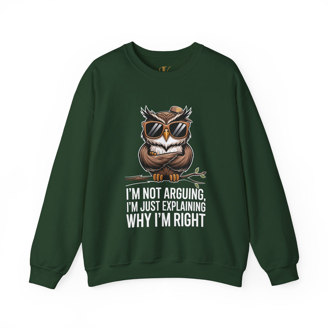 Crewneck Sweatshirt - Funny Owl Sweatshirt Printify S Forest Green