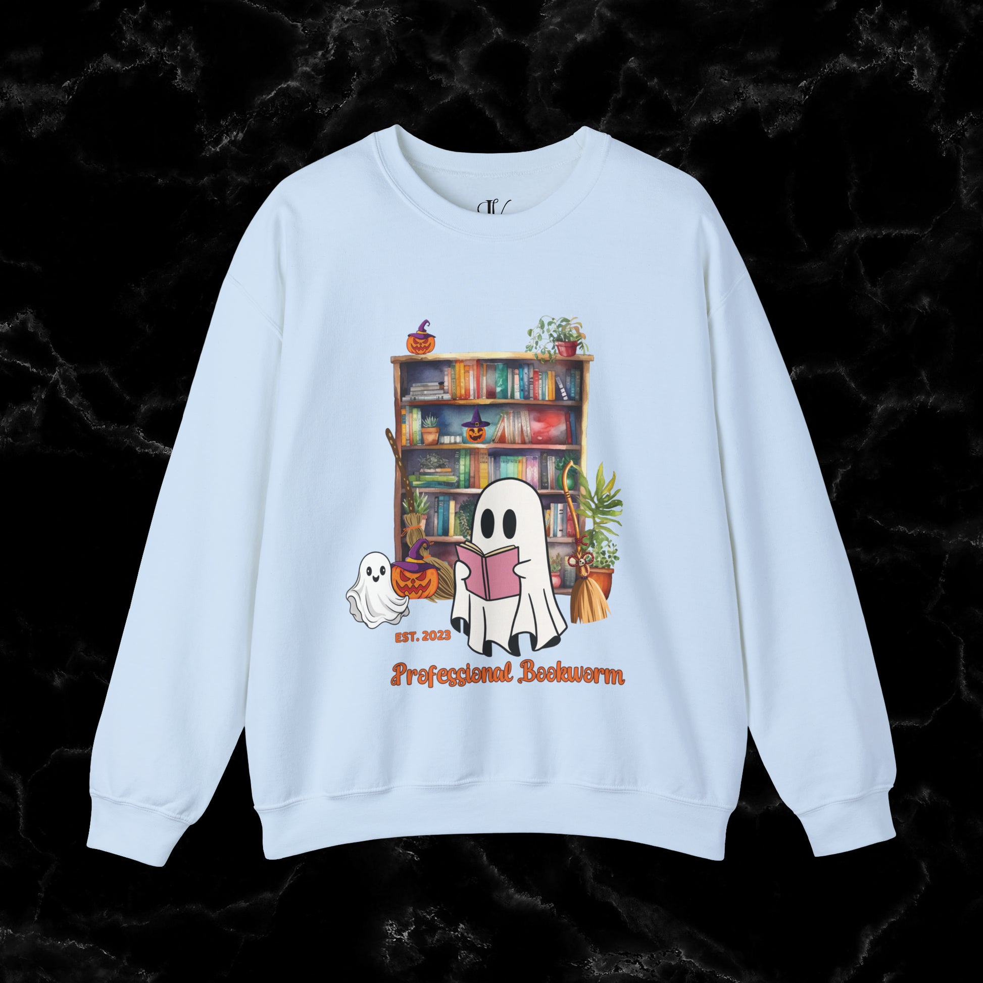 Witchy Gifts for Book Lover Cottagecore Pumpkin Witch Sweatshirt - Bookworm Back To School Reading Fall Sweater, Perfect Present for Bookworm Aunt's Birthday Sweatshirt S Light Blue 