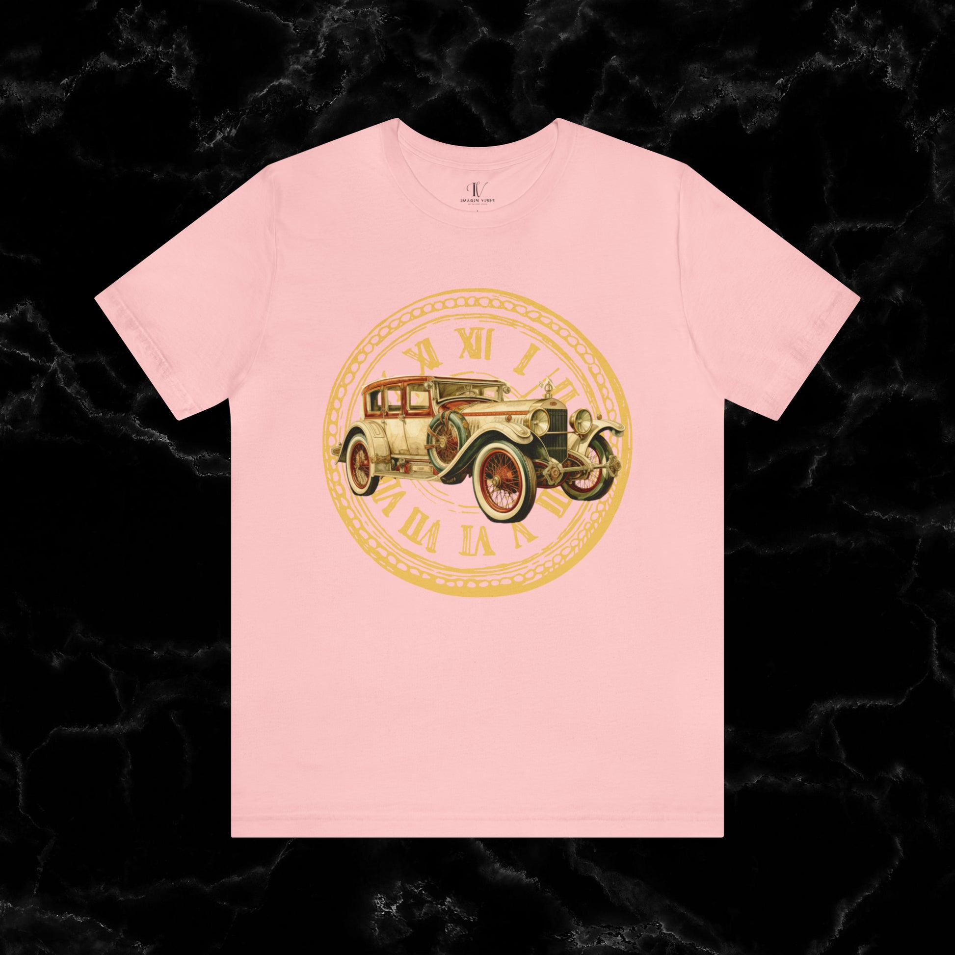 Vintage Car Enthusiast T-Shirt with Classic Wheels and Timeless Appeal T-Shirt Pink S 