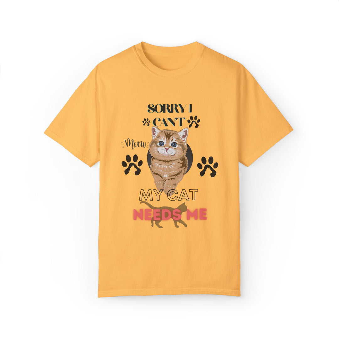 Cute Kitten Unisex T-Shirt - 'SORRY I CAN'T Meow MY CAT NEEDS ME' T-Shirt Printify Citrus S