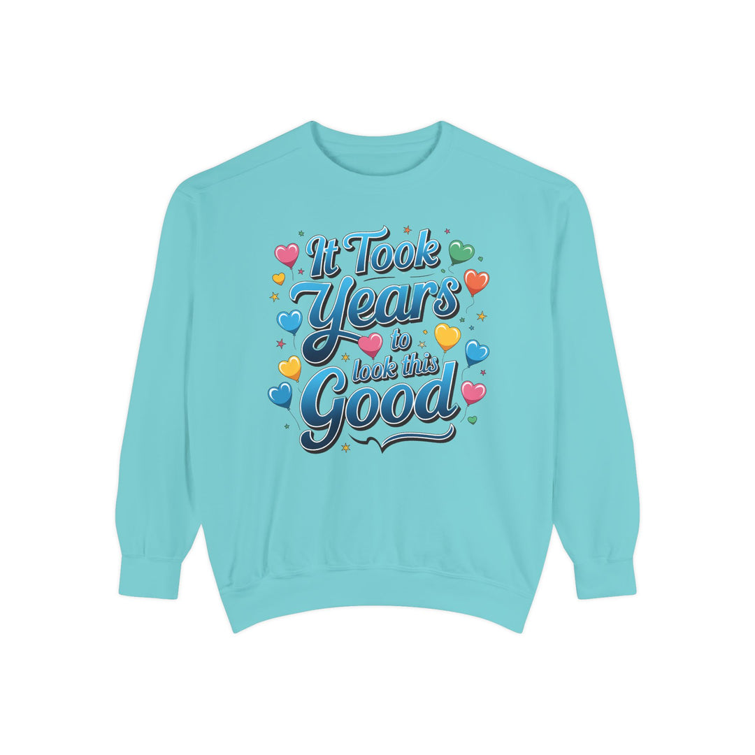 Birthday Sweatshirt - It Took Years to Look This Good Sweatshirt Printify Chalky Mint S