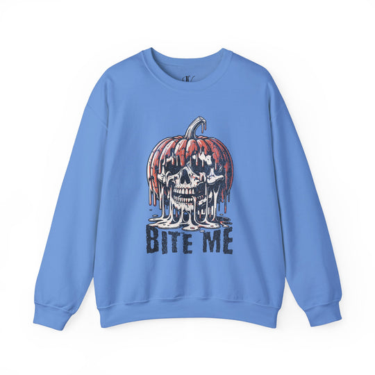 Halloween Crewneck Sweatshirt - Bite Me Pumpkin Skull