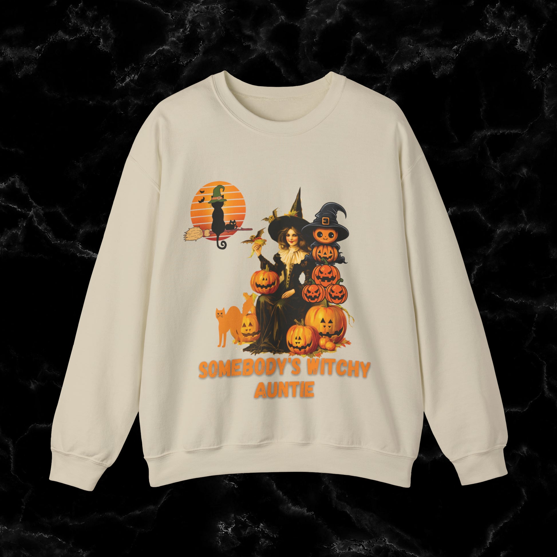 Somebody's Witchy Auntie Sweatshirt - Cool Aunt Shirt for Halloween Sweatshirt S Sand 