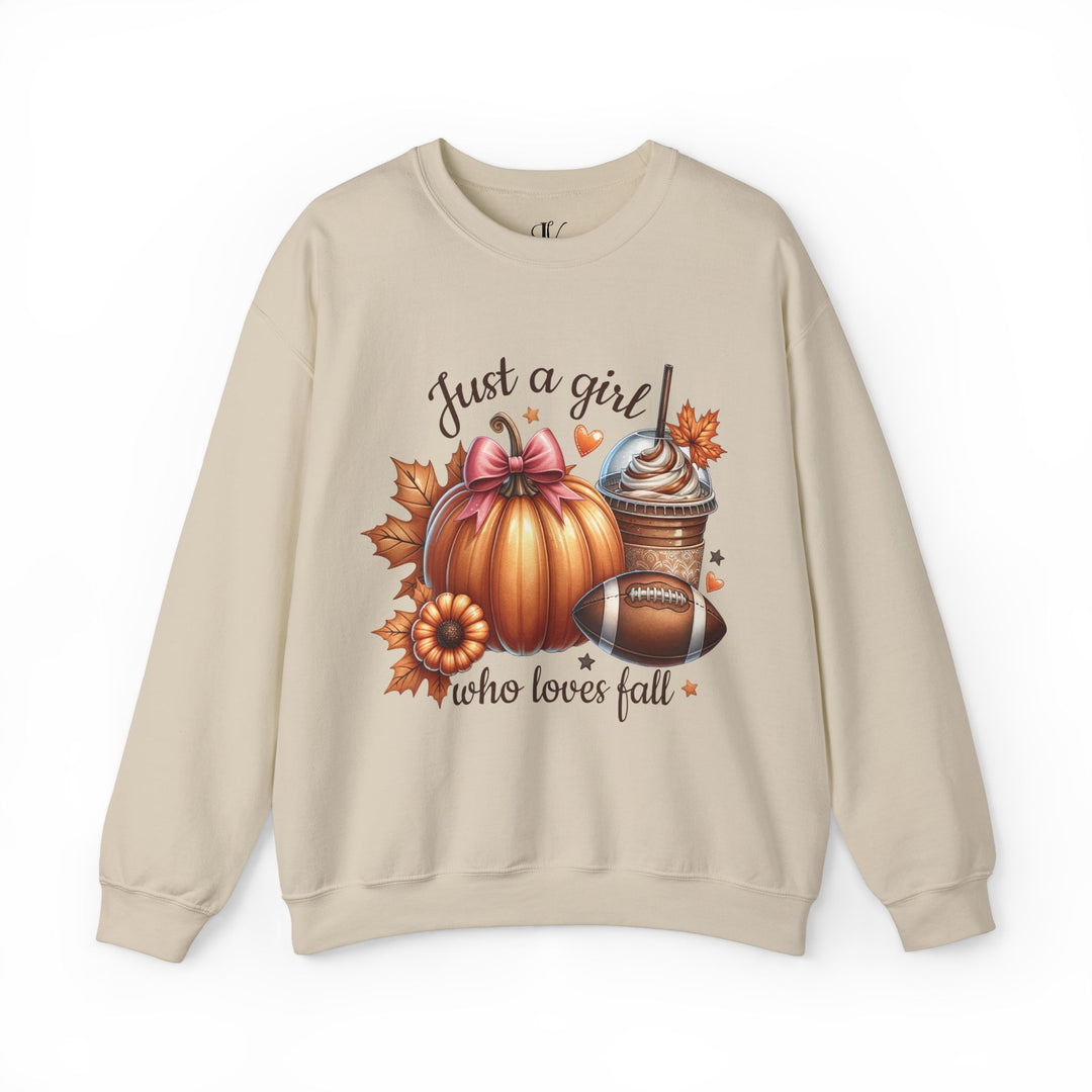 Just a Girl Who Loves Fall Sweatshirt Sweatshirt Printify S Sand