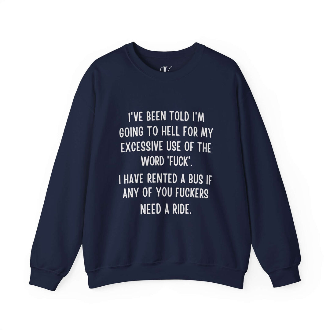 Funny Hell Bus Unisex Sweatshirt Sweatshirt Printify S Navy