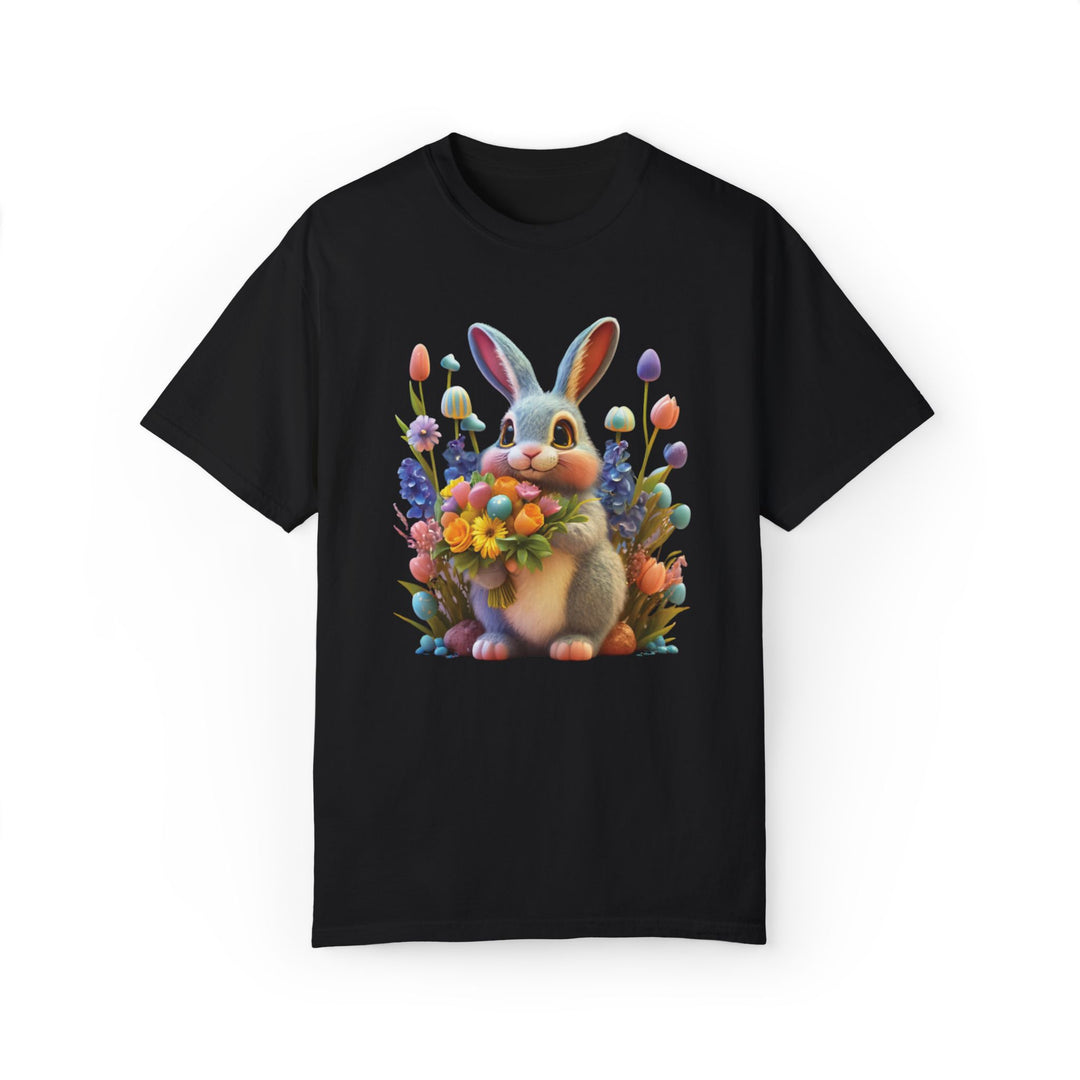 Bunny Bouquet T-shirt T-Shirt Printify Black S