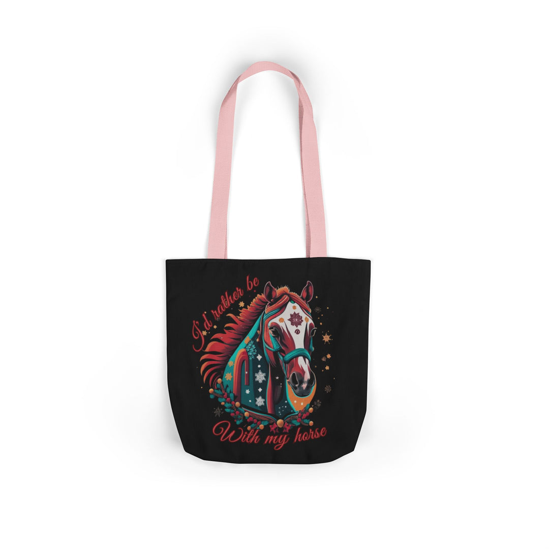 I'd Rather Be With My Horse Christmas Tote Bag Accessories Printify 13" × 13'' Light Pink