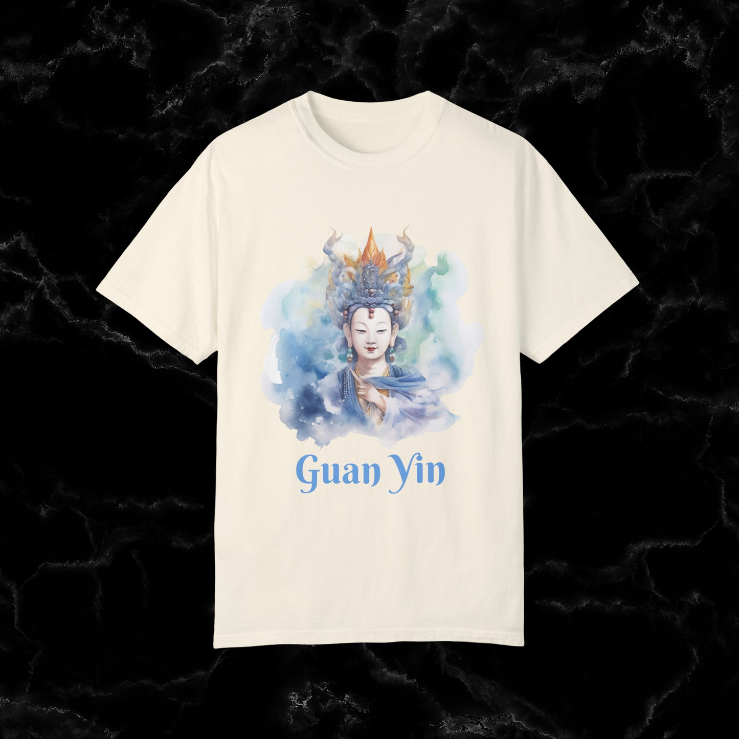 Quan Yin Spiritual Tee - Goddess of Compassion, Unisex Garment-Dyed T-shirt, Goddess of Mercy T-Shirt Ivory S 