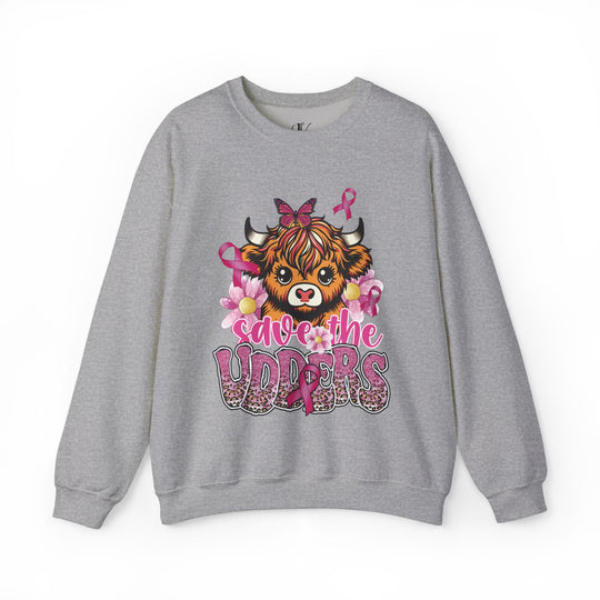 Breast Cancer Highland Cow Save the Udders Sweatshirt