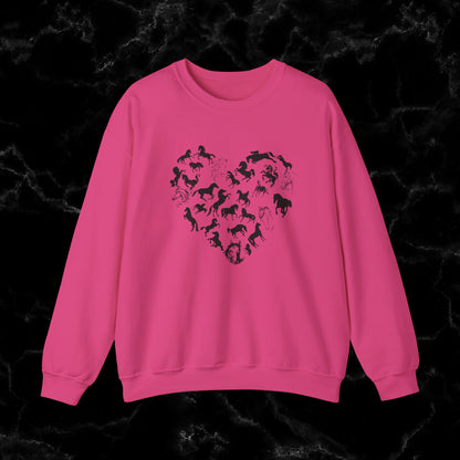 Horses Heart Sweatshirt | Horse Lover Sweater - Horse Lover Gift - Horse Crewneck Sweater - Equestrian Gift - Horse Owner Sweater Sweatshirt S Heliconia 