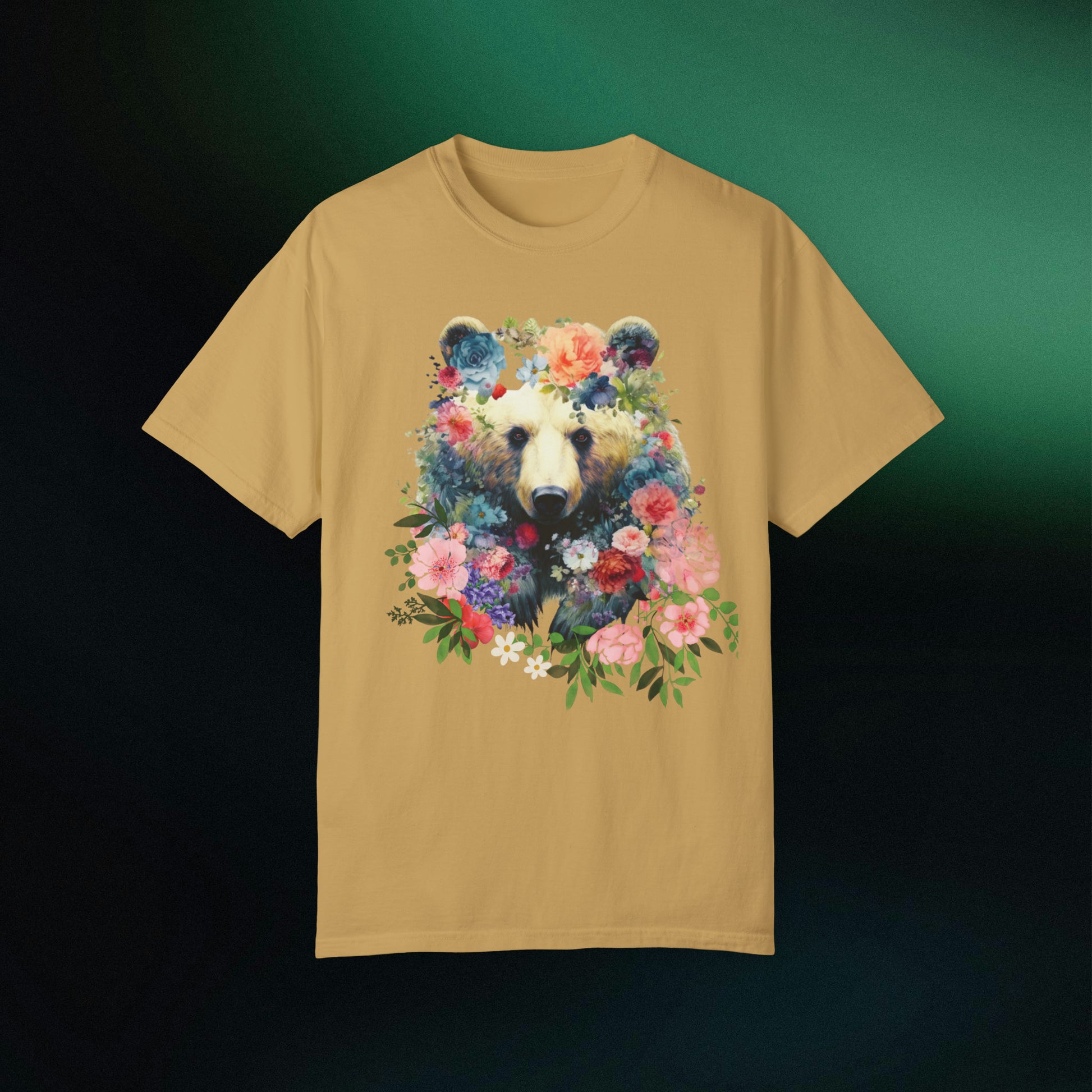 Floral Bear Shirt | Bear Tee | Flower Bear Shirt - A Perfect Animal Lover Tee and Bear Lover Gift T-Shirt Mustard S 
