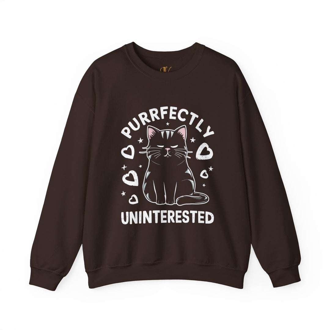 Cat Lover Sweatshirt | Purrfectly Uninterested Sweatshirt Printify S Dark Chocolate