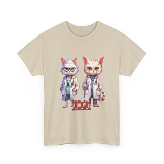 Cat Scientist Tee T-Shirt Printify Sand S