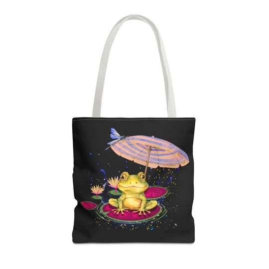 Whimsical Dreamy Frog Tote Bag Bags Printify 16" × 16'' White