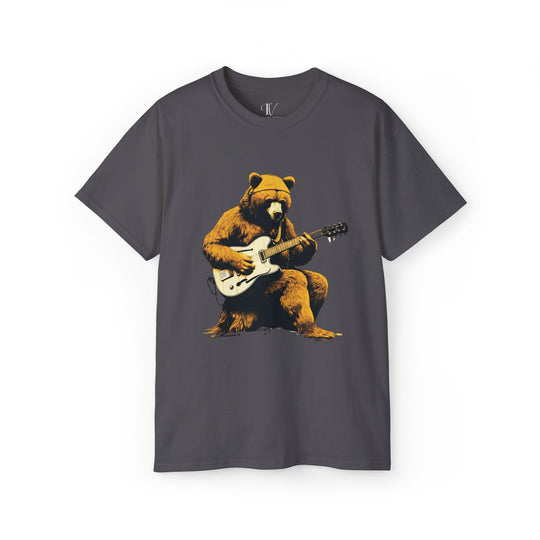 Bear Guitar Tee T-Shirt Printify Charcoal S