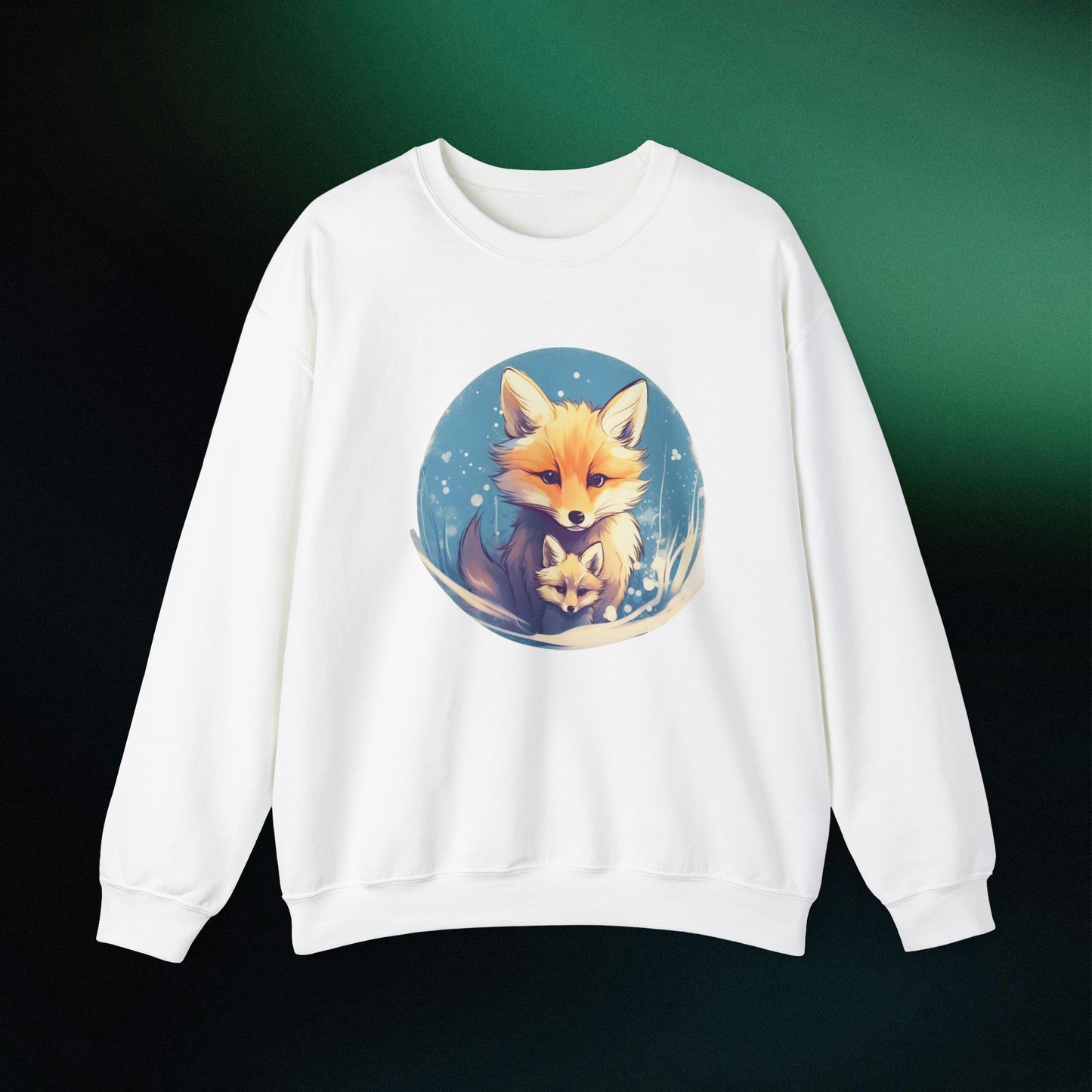 Vintage Forest Witch Aesthetic Sweatshirt - Cozy Fox Cottagecore Sweater with Mommy and Baby Fox Design Sweatshirt S White 