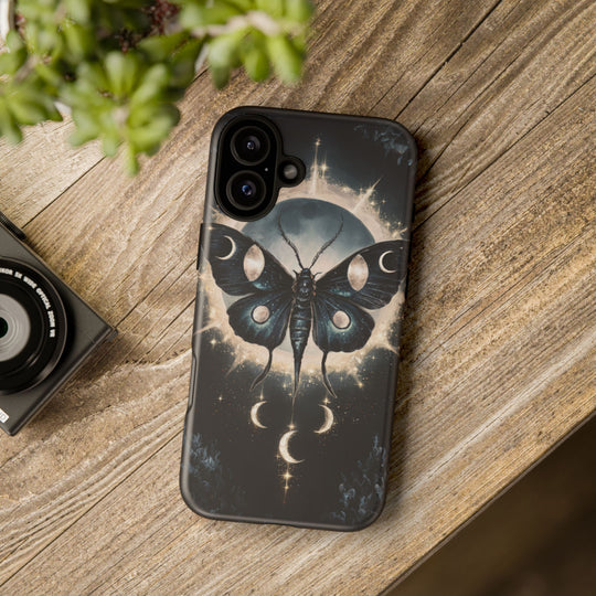 Phone Cases - Dark Academia Moth with Moon Phone Case Printify iPhone 16 Plus Matte