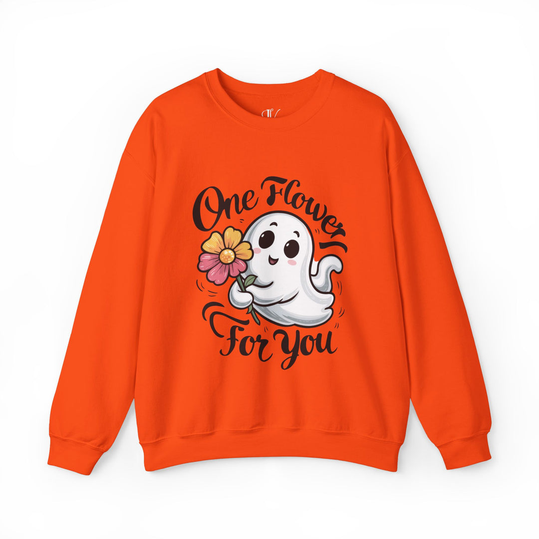 Cute Ghost "One Flower for You" Sweatshirt - Spooky Cozy