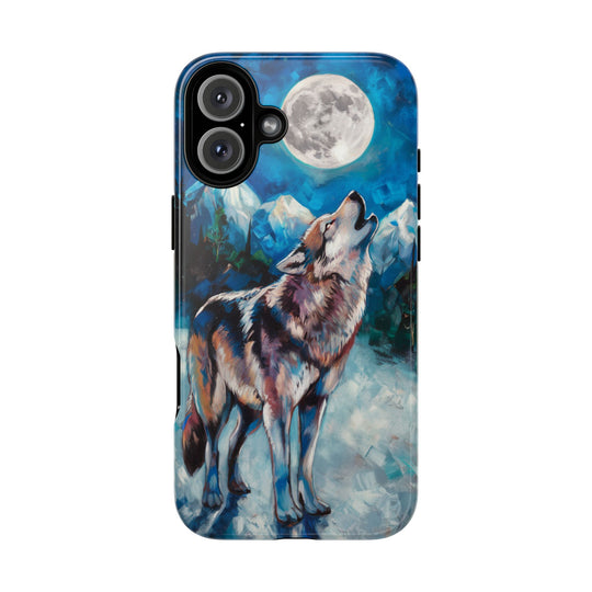 Wolf Howling Tough Case - Impressionist Style Phone Case Printify iPhone 16 Plus Glossy