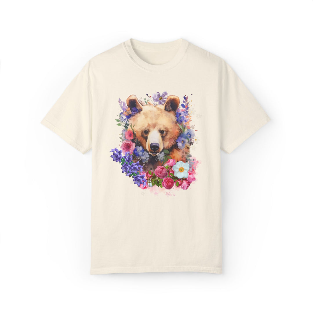 Bear Floral T-shirt T-Shirt Printify Ivory S