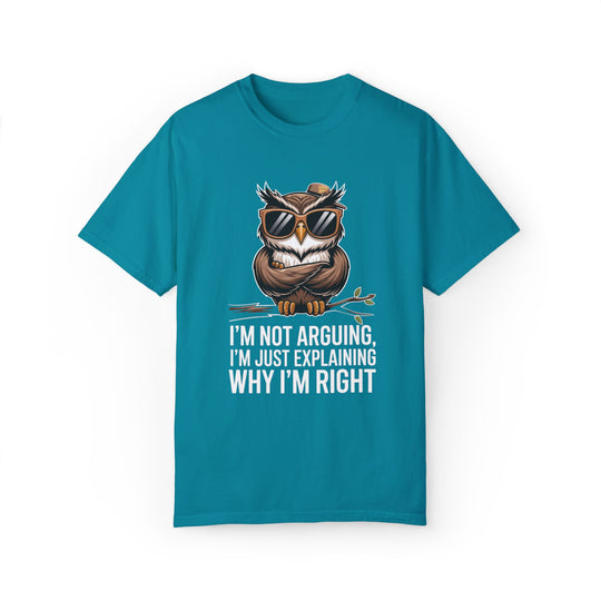 Owl T-Shirt - I'm not arguing, I'm just explaining why I'm right T-Shirt Printify Topaz Blue S