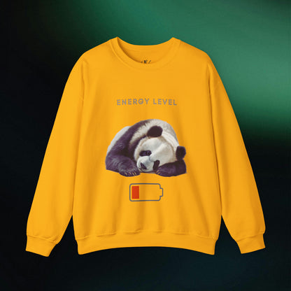 Energy Level Panda Unisex Heavy Blend Crewneck Sweatshirt Sweatshirt S Gold 