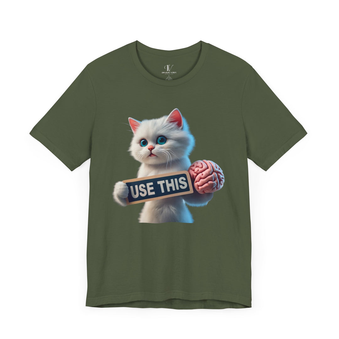 Kitten Brain Tee T-Shirt Printify Military Green XS